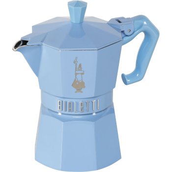 Bialetti Moka Exclusive 9061 kavinukas, 3 puodeliai (130ml), šviesiai mėlynas
