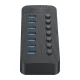 Orico CT2U3-7AB 7x USB-A 3.0 Šakotuvas su Jungikliais - Juodas