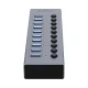 USB šakotuvas Orico BT2U3-10AB, 10x USB-A 3.0 su jungikliais, pilkas