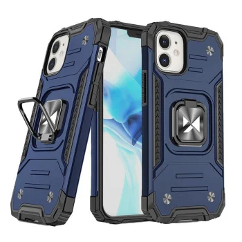 Wozinsky Ring Armor dėklas telefonui iPhone 14 Plus su žiediniu laikikliu ir stovu, mėlynas