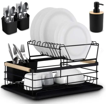 Massido MS-601 Two-level Dish Dryer, Black