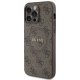 Apple iPhone 14 Pro 6.1\'\' Guess 4G Collection Leather Metal Logo MagSafe Case Cover, Brown