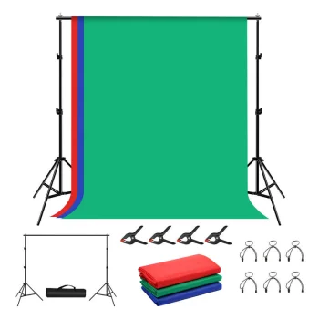 Puluz PKT5204 fono stovas 2x2m + 3 fonai (raudonas, žalias, mėlynas)