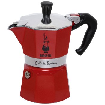 Bialetti Moka Express 3 puodelių espresso kavinukas, raudonas
