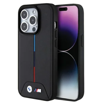 BMW Quilted Tricolor MagSafe dėklas, skirtas iPhone 15 Pro Max, juodas