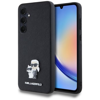 Karl Lagerfeld Saffiano Karl&Choupette Pin dėklas Samsung Galaxy A35, juodas