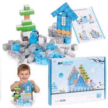 Multistore magnetinės kaladėlės vaikams, Žiemos tema, 124 detalės