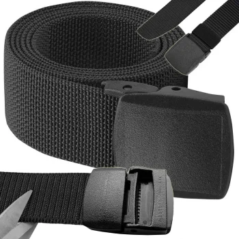 Tactical Military Belt for Trousers with Plastic Buckle, 120 x 3.7 cm, Black