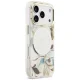 Guess IML Glitter Flowers Triangle MagSafe dėklas iPhone 17 Pro / 18 Pro, baltas