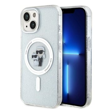Apple iPhone 15 6.1'' Karl Lagerfeld Karl & Choupette Glitter MagSafe Cover Case, Transparent