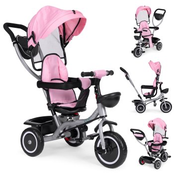 ECOTOYS 2-in-1 triratukas-vežimėlis su sukamąja kėde, rožinis