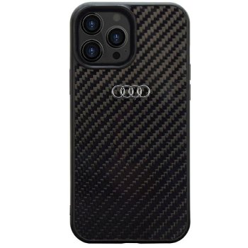 Audi dėklas iPhone 14 Pro telefonui, juodas (Carbon Fiber)
