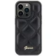 Guess Quilted Metal Logo dėklas iPhone 15 Pro Max telefonui, juodas