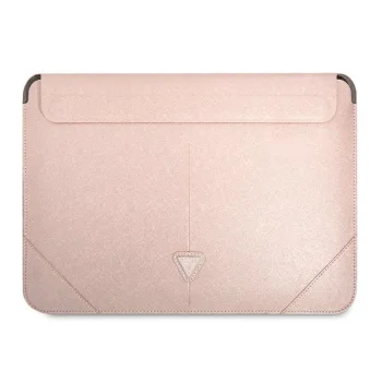Guess Saffiano Triangle Logo nešiojamojo kompiuterio dėklas 16", rožinis