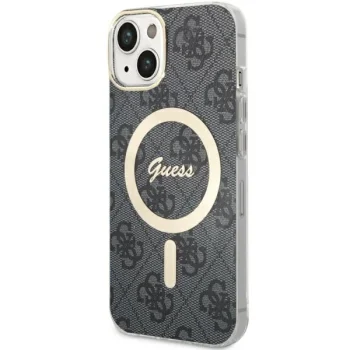 Guess dėklas iPhone 14 telefonui 4G MagSafe, juodas