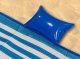 Waterproof beach mat with inflatable pillow, red