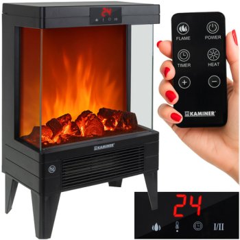 Kaminer Embego 2000W elektrinis šildytuvas su liepsnos efektu