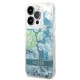 Guess Flower Liquid Glitter dėklas skirtas iPhone 14 Pro Max, žalias