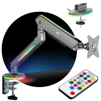 NanoRS RS165 žaidimų monitoriaus laikiklis su RGB LED, 17-32", iki 9 kg