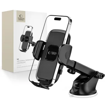 Tech-Protect V3 Automobilinis Telefono Laikiklis (Skydeliui/Stiklui), Juodas