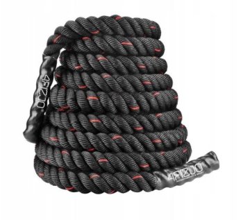 Funkcinis treniruočių virvė 4Fizjo Power Rope, 12 m, juoda