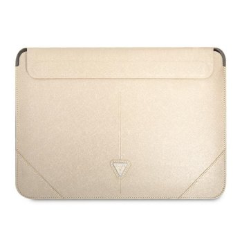 Guess Saffiano Triangle Logo 14" nešiojamojo kompiuterio dėklas, smėlio spalvos