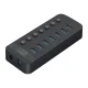 Orico CT2U3-7AB 7x USB-A 3.0 Šakotuvas su Jungikliais - Juodas