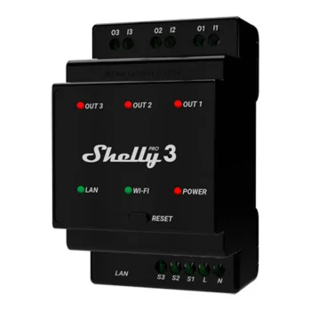 Išmanioji 3 kanalų rėlė Shelly Pro 3 ant DIN bėgelio, WiFi/LAN