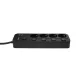 Huslog ilgintuvas su 5 jungikliais, 4 lizdai, 4x USB, 1.5m, juodas