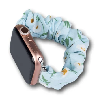 Medžiaginis tamprus dirželis Apple Watch 42/44/45mm - Mėlynas su gėlėmis