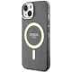 Guess dėklas iPhone 14 Plus telefonui Glitter Gold MagSafe, juodas