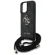 Guess 4G Big Logo Crossbody dėklas su virvele iPhone 16 Plus, juodas