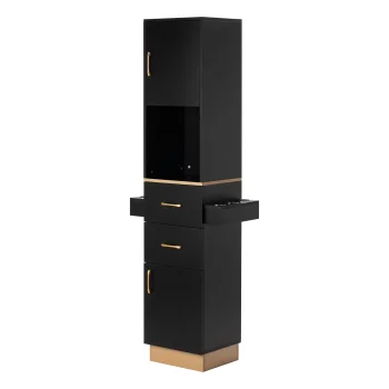 Kirpyklos darbo stotis Gabbiano Totem, juoda su aukso apdaila