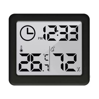 GreenBlue GB384B Thermometer and Hygrometer with Clock, Black