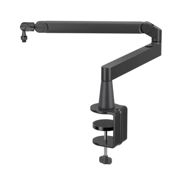 Žemo profilio mikrofono laikiklis BOYA MIC ARM LP su stalo gnybtu, juodas