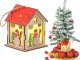 Wooden Hanging Christmas Lantern with LED Light, Snowman
