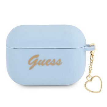 Silikoninis dėklas Guess GUAPLSCHSB Apple AirPods Pro ausinėms mėlynas