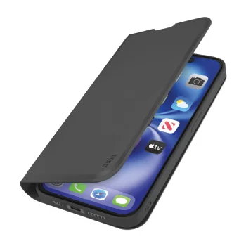Atverčiamas dėklas SBS Wallet Smooth skirtas iPhone 16e / 17e, juodas