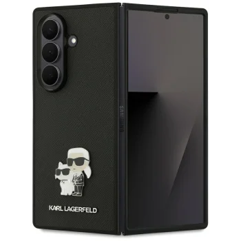 Karl Lagerfeld Saffiano Karl & Choupette dėklas Samsung Galaxy Z Fold7, juodas