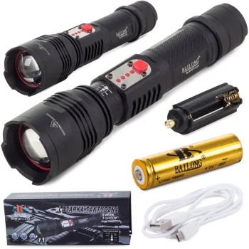 Taktikinis žibintuvėlis Bailong W767 CREE XM-L T6 su išorinės baterijos funkcija