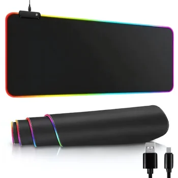 RGB LED žaidimų pelės kilimėlis XL, 80x30 cm, juodas