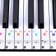 Stickers of notes on keys for learning to play