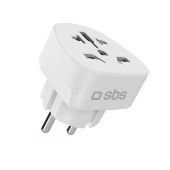 SBS Universalus kelionių adapteris Schuko / ES, baltas