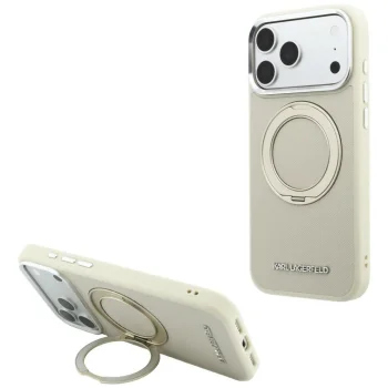 Karl Lagerfeld Ring Stand 360 case for iPhone 18 Pro / 17 Pro, beige