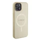 Guess Saffiano MagSafe dėklas skirtas iPhone 15 Plus, auksinis