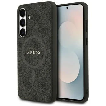 Guess 4G Ring Classic Logo MagSafe dėklas Samsung Galaxy S25 FE, juodas