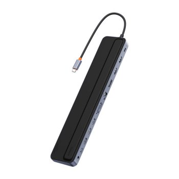 Baseus EliteJoy Gen2 12-in-1 USB-C šakotuvas (2xHDMI, DP, RJ45, SD/TF), tamsiai pilkas