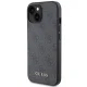 Guess 4G Metal Gold Logo dėklas iPhone 15 Plus / 14 Plus, pilkas