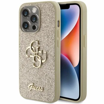 Guess iPhone 15 Pro Case Fixed Glitter Big 4G, Gold