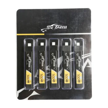 Tattu LiPo baterijos 300mAh 3.8V 75C 1S1P HV BT2.0 (5 vnt.)